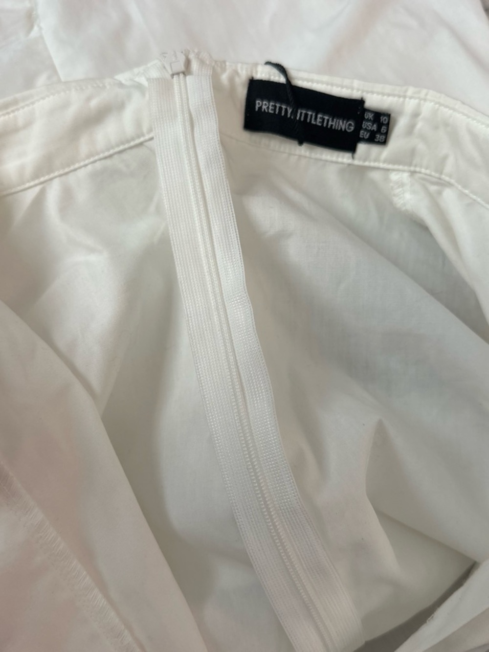 PrettyLittleThing White Collared Ruched Mini Dress - Picture 7 of 7